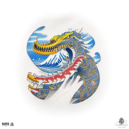 kanagawa and kintsugi tattoo design idea