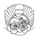 hourglass with rose inside and open wings behind it  tattoo design idea