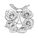hourglass with rose inside and open wings behind it  tattoo design idea