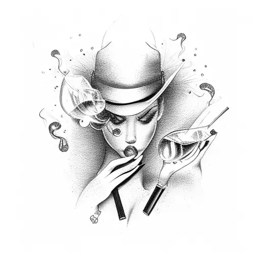 champagne , cigare , fast cars , private jet , casino and sexy woman  tattoo design idea