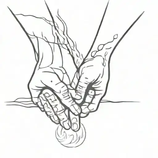 two man holding theirs hand while burning  tattoo design idea