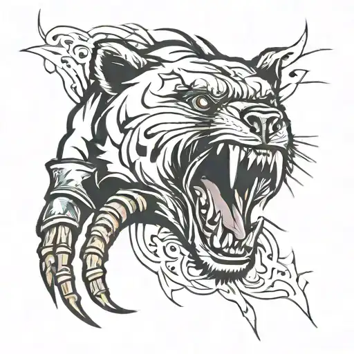 bear claw marks tearing tattoo design idea