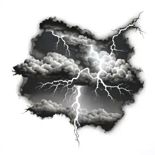 dark clouds, lightning, storm, tattoo design idea