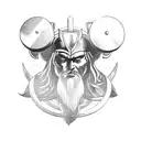 A powerful Norse god lifting weights in a gym tattoo design idea