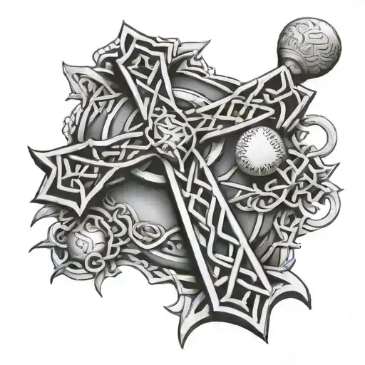Celtic cross, baseball, Matthew, Brian  tattoo design idea