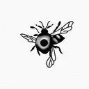 viola and blueberries and bee tattoo design idea