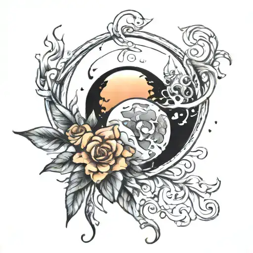 garter moon tattoo design idea