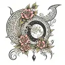 garter moon tattoo design idea
