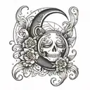 garter moon tattoo design idea