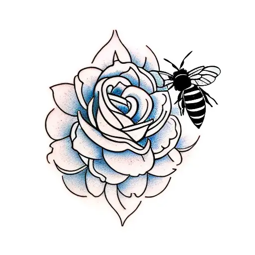 gardenia and honeybee tattoo design idea