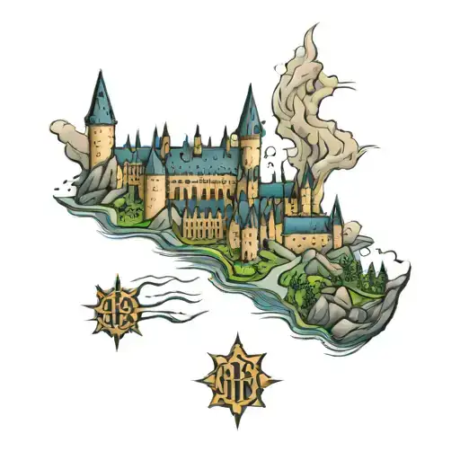 topography of hogwarts tattoo design idea
