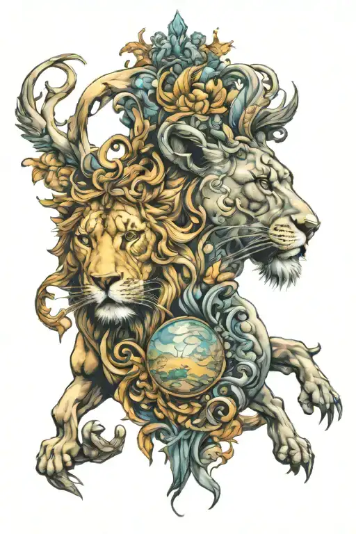 Leo and Virgo tattoo design idea
