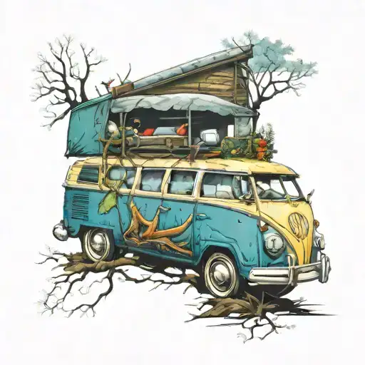 vw station wagon tattoo design idea