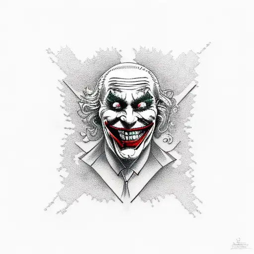 maze with map, timeline and the joker tattoo design idea