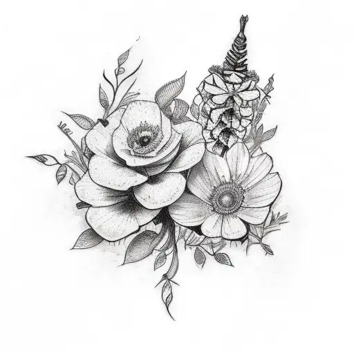 spine tattoo with bible verse and flowers tattoo design idea
