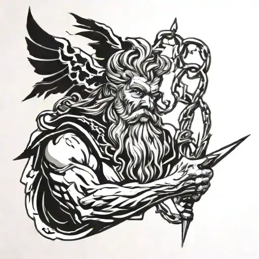 Olivenbaum, Zeus wielding a lightning tattoo design idea