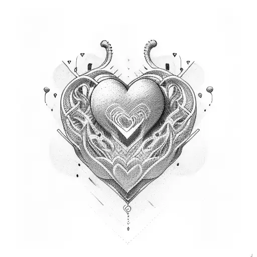 Heartbeat with heart tattoo design idea