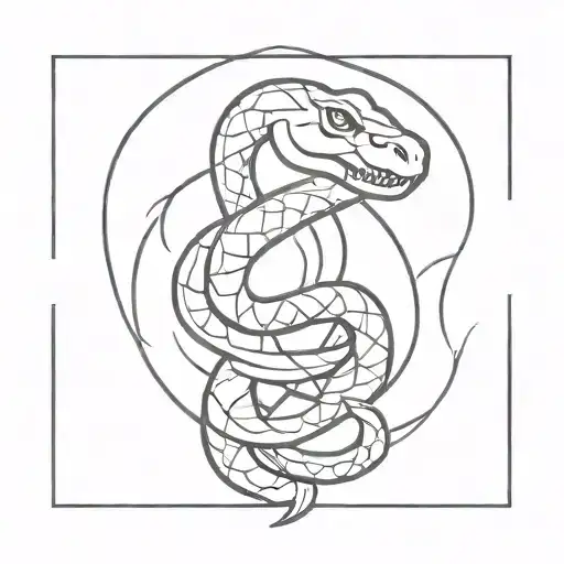 burning snake tattoo design idea