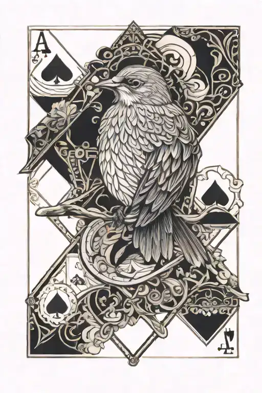 nightingale from a deck of cards in the morning tattoo design idea