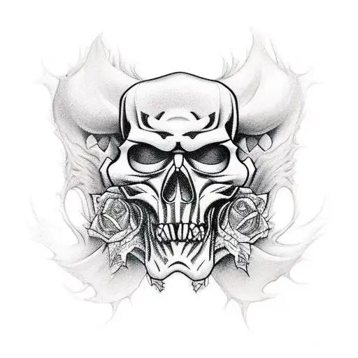 outlaw skull cowboy  tattoo design idea