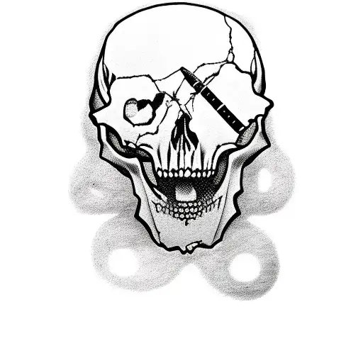 outlaw skull cowboy with revolver tattoo design idea