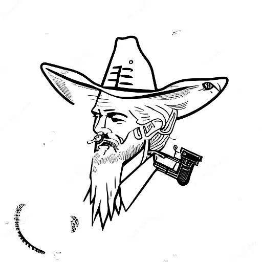 outlaw cowboy with revolver tattoo design idea