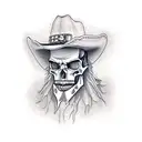 outlaw skull cowboy with revolver tattoo design idea