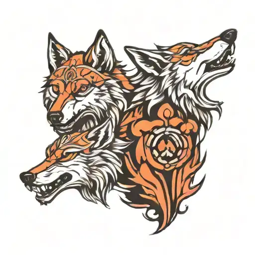 nordic 2 wolves skoll tattoo design idea