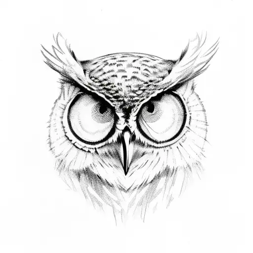 owl skull temp halloween tattoo design idea