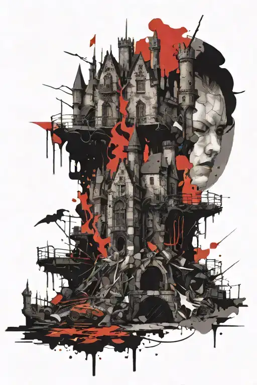 castle gothic style tattoo design idea