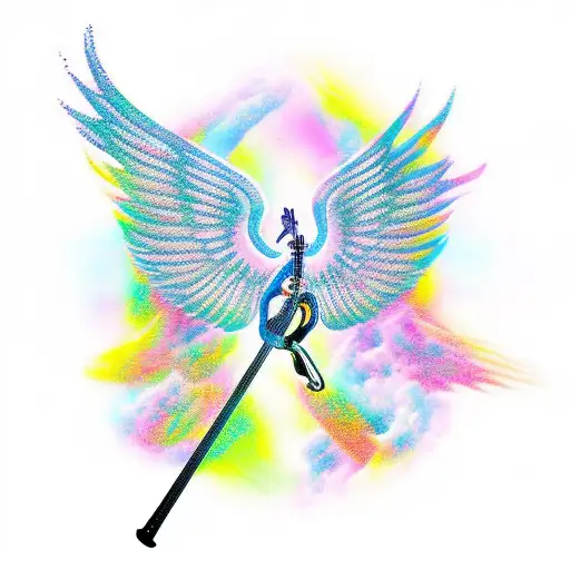 Guitar with wings tattoo design idea