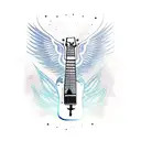 Guitar with wings tattoo design idea