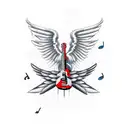Guitar with wings tattoo design idea