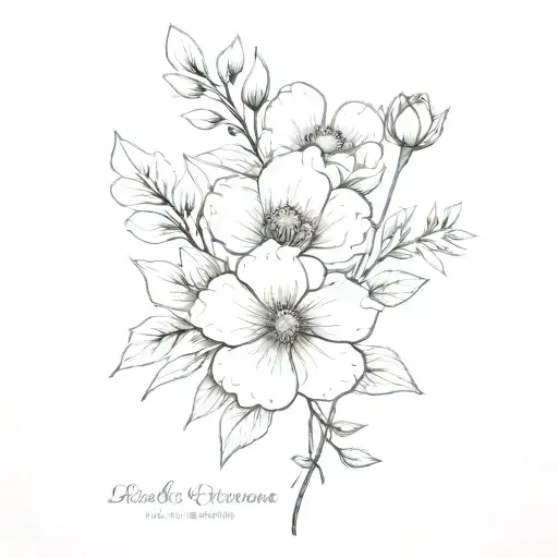 birth flower boquet may june july october tattoo design idea