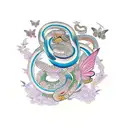 virgo with snake and butterfly  tattoo design idea