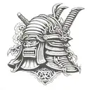 Samurai helmet and wind bars tattoo design idea