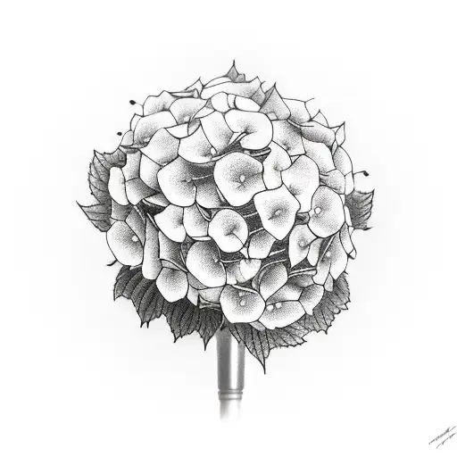 old school microphone surrounded by Hydrangeas  tattoo design idea