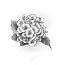 old school microphone surrounded by Hydrangeas  tattoo design idea