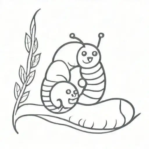 caterpillar cuddling couple tattoo design idea