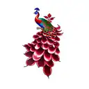 Ruby Red Peacock  tattoo design idea