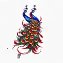 Fully Red Peacock  tattoo design idea