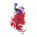 Fully Red Peacock  tattoo design idea