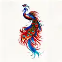 Fully Red Peacock  tattoo design idea