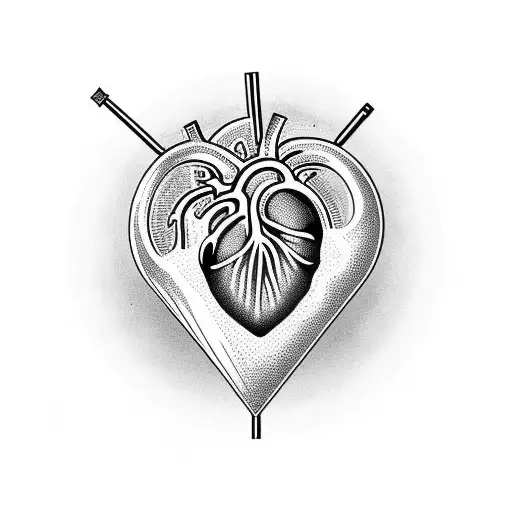 human heart inside a cocktail rocks glass tattoo design idea