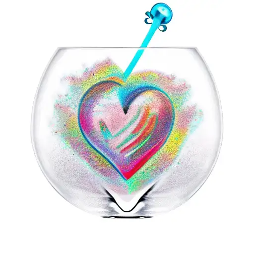 heart inside a cocktail rocks glass tattoo design idea