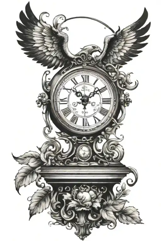 timless clock Greek mythology tattoo design idea