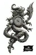 timeless clock Roman god aquarius zodiac sign tattoo design idea