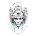angelic cyborg tattoo design idea