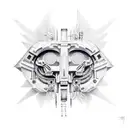 angelic cyborg tattoo design idea