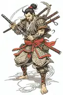 samurai cyberpunk in combat tattoo design idea